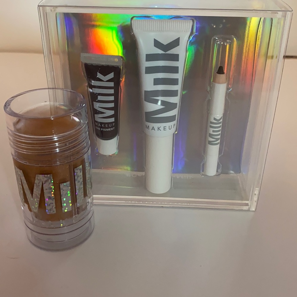Milk makeup triple threat box, glitter stick